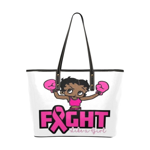 Cancer fight like a girl Chic Leather Tote Bag (Model 1709)