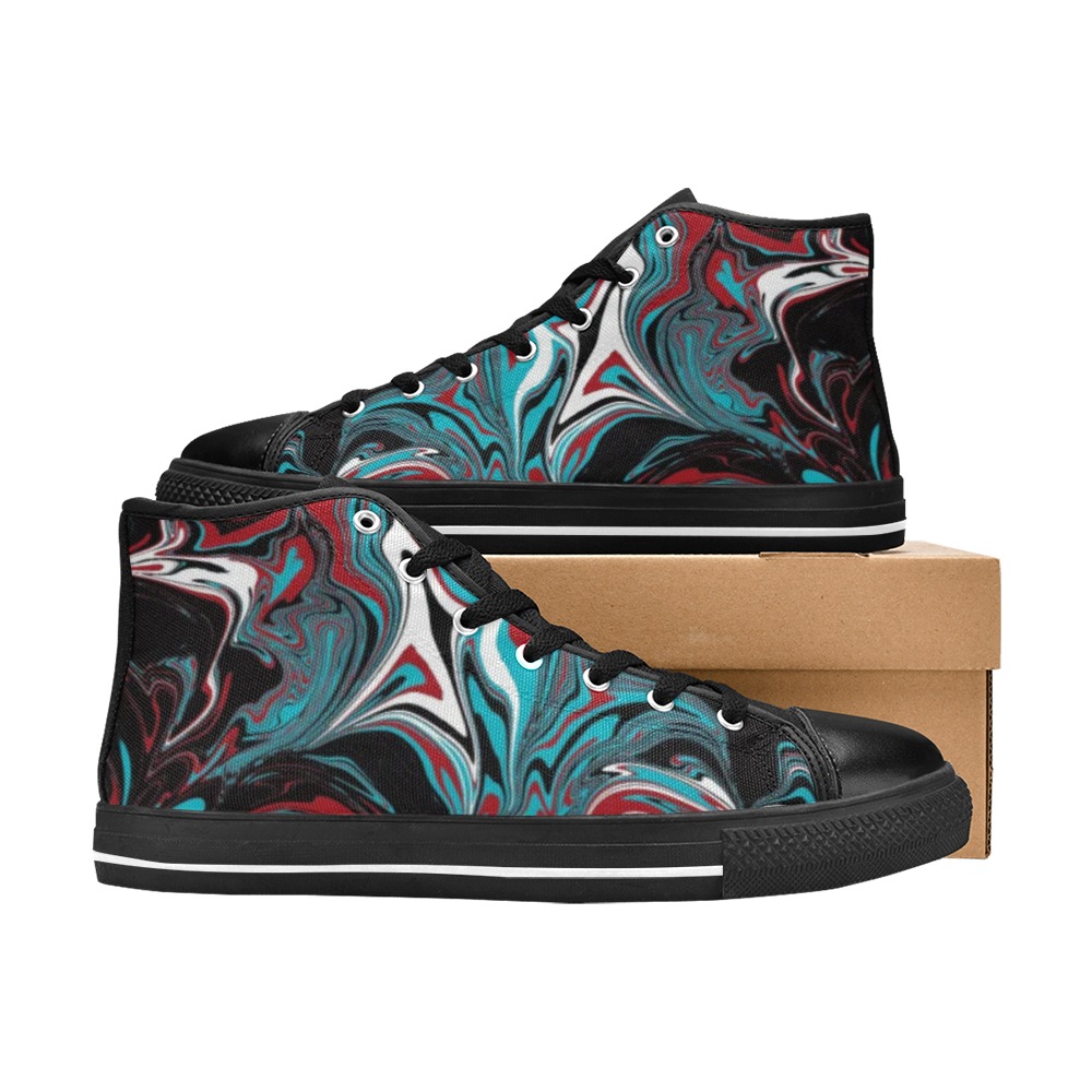 Dark Wave of Colors Women's Classic High Top Canvas Shoes (Model 017)