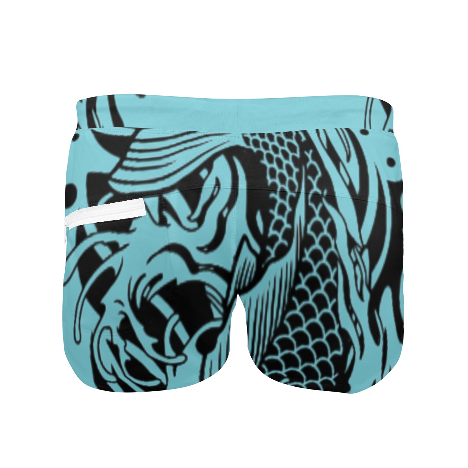 Aqua Fish Scales Men's Swim Trunks with Zipper Pocket (Model L71)