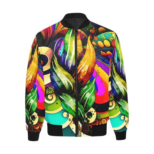 Mardi Gras Colorful New Orleans All Over Print Quilted Bomber Jacket for Men (Model H33)
