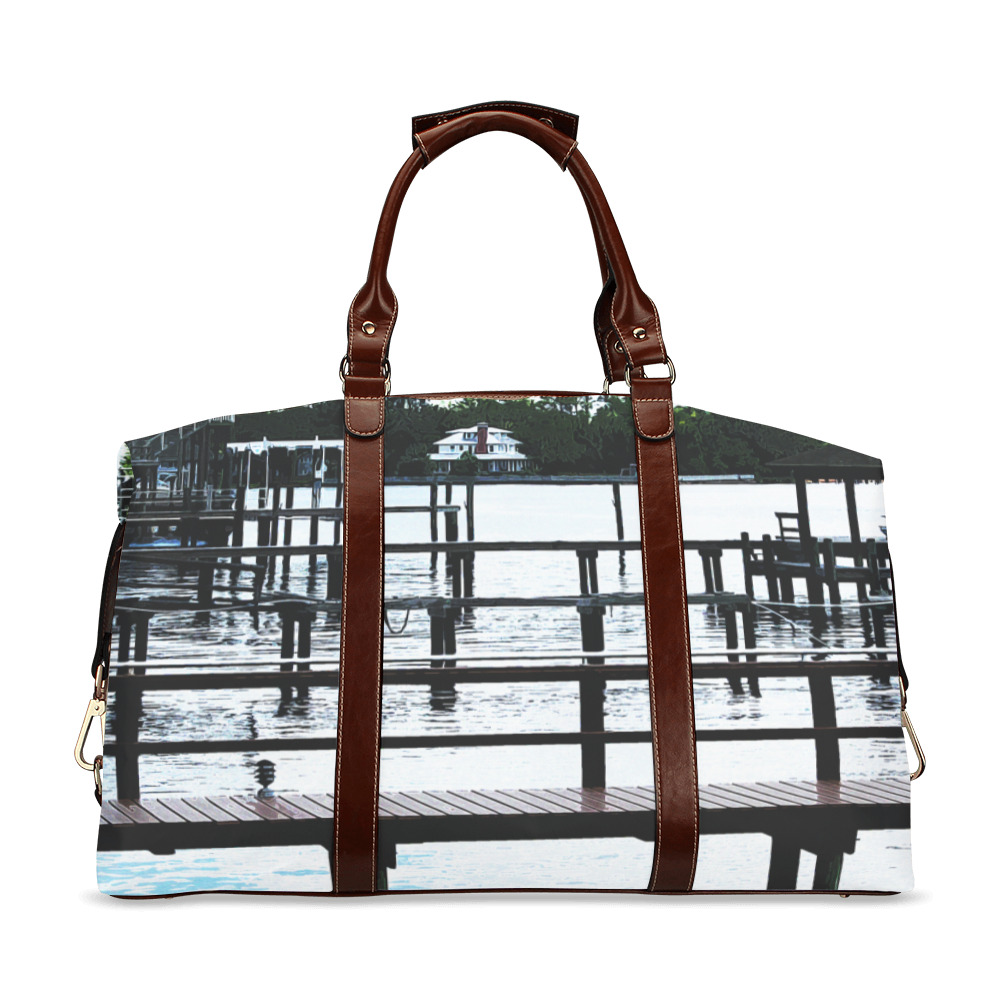 Docks On The River 7580 Classic Travel Bag (Model 1643) Remake