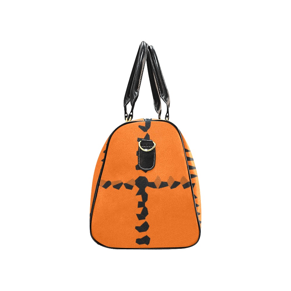 Black Interlocking Squares Mosaic orange New Waterproof Travel Bag/Large (Model 1639)