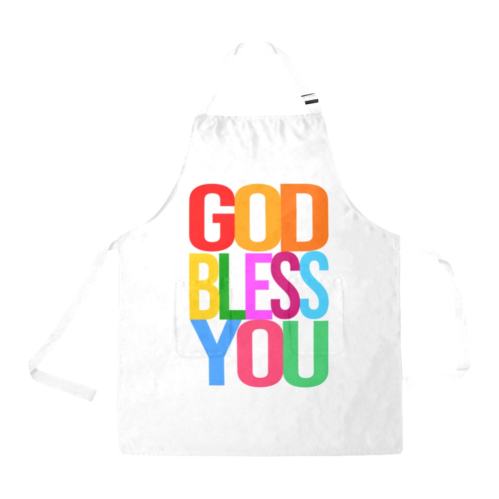 God bless you colorful text typography art. All Over Print Apron
