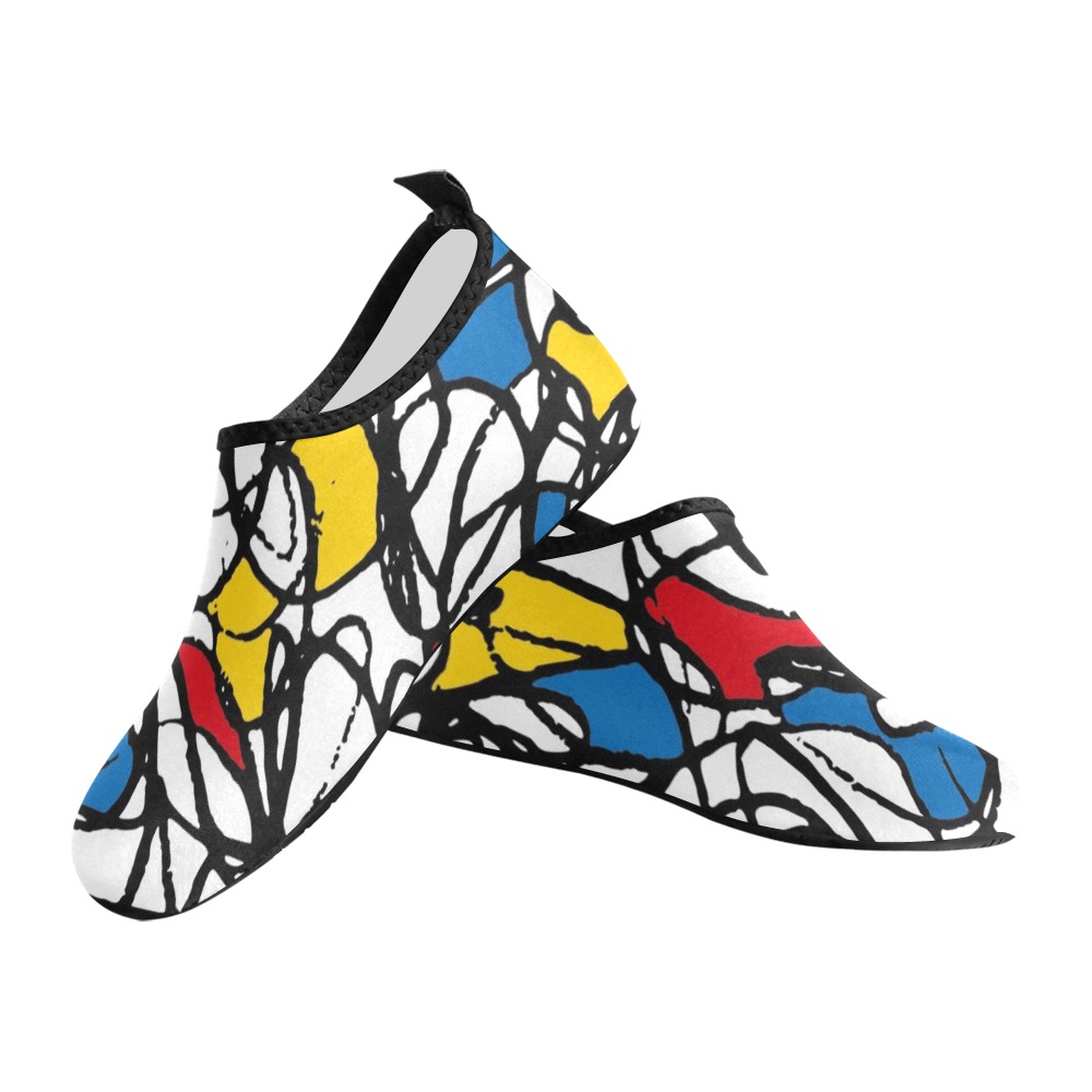 Mondrian Doodle Scribble Kids' Slip-On Water Shoes (Model 056)