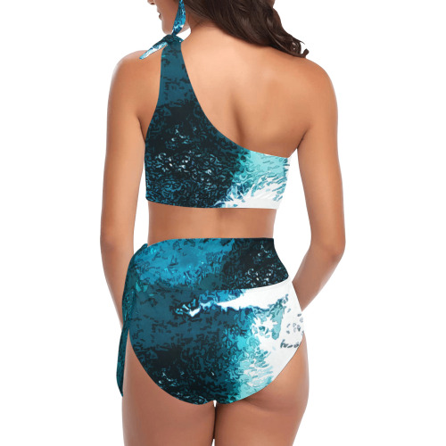 Ocean And Beach High Waisted One Shoulder Bikini Set (Model S16)