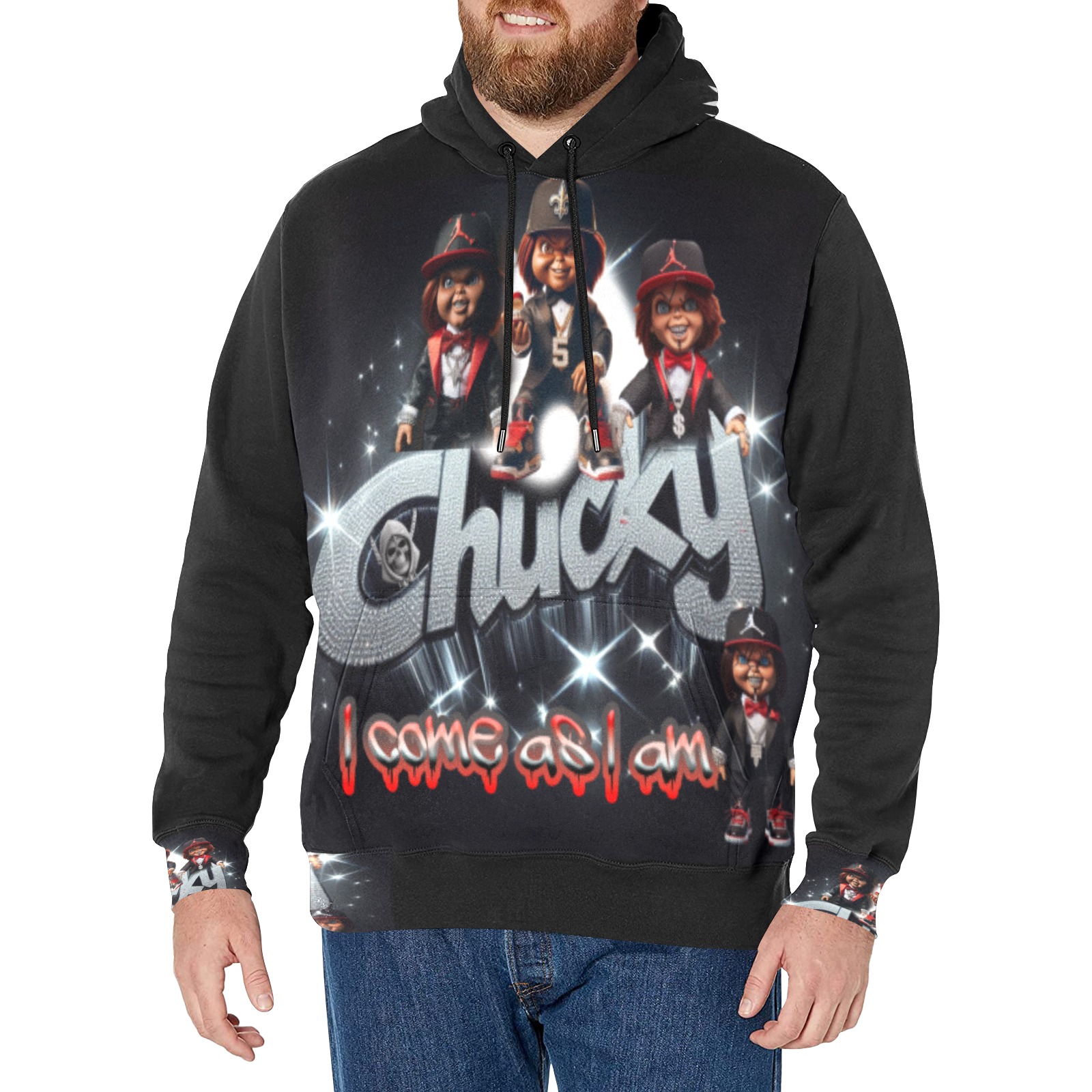 GROOM CHUCKY Men's Long Sleeve Fleece Hoodie (Model H55)