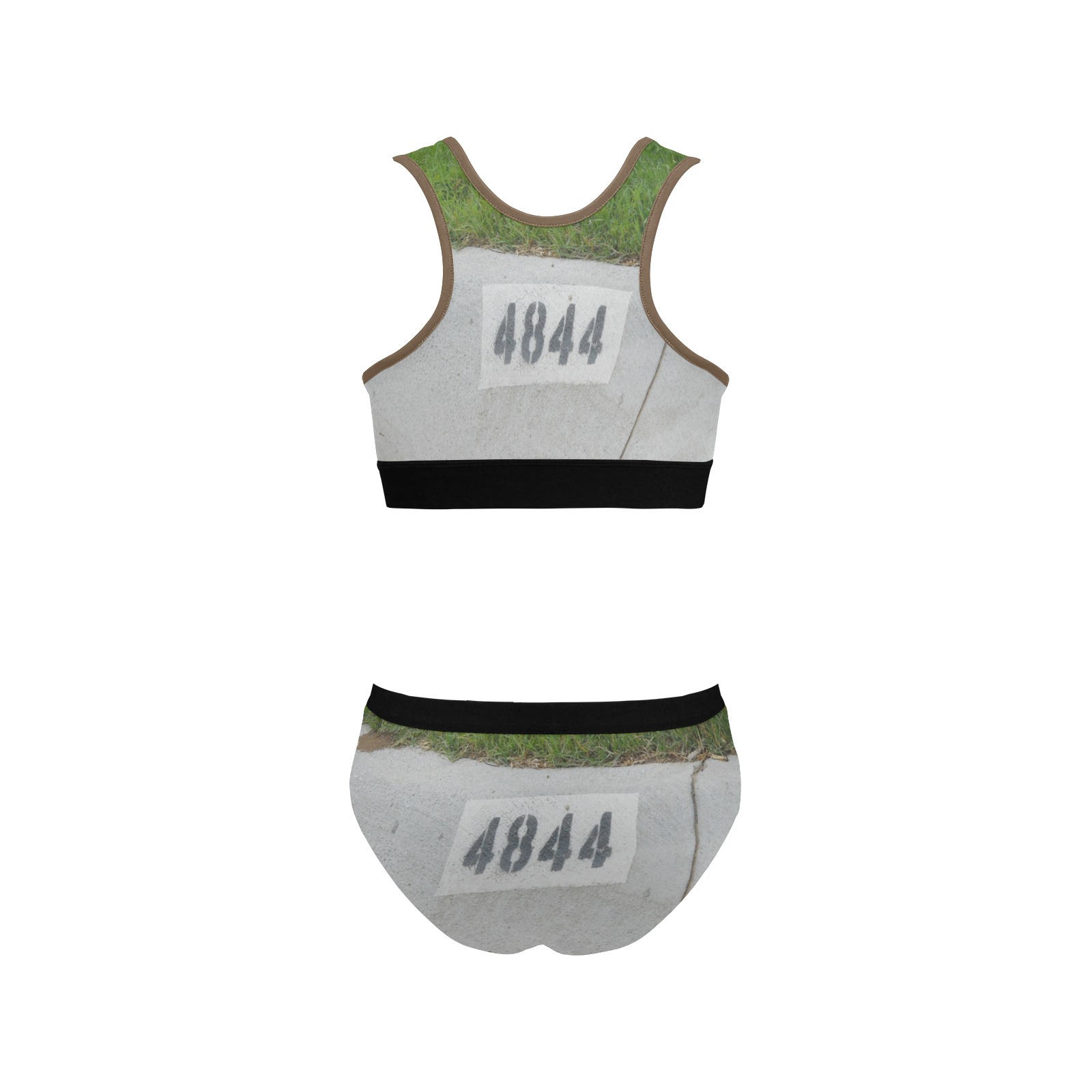 Street Number 4844 with Brown Background Women's Sports Bra Yoga Set