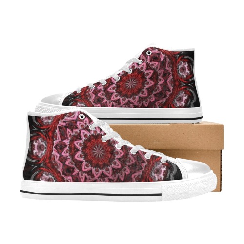 Raised Garden of Red and Pink Flowers in the Night  Fractal Abstract Men’s Classic High Top Canvas Shoes (Model 017)