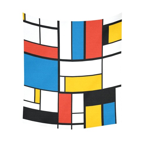 Mondrian De Stijl Modern Cotton Linen Wall Tapestry 51"x 60"