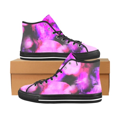 Graffiti dots pink and dark-2 Vancouver H Women's Canvas Shoes (1013-1)