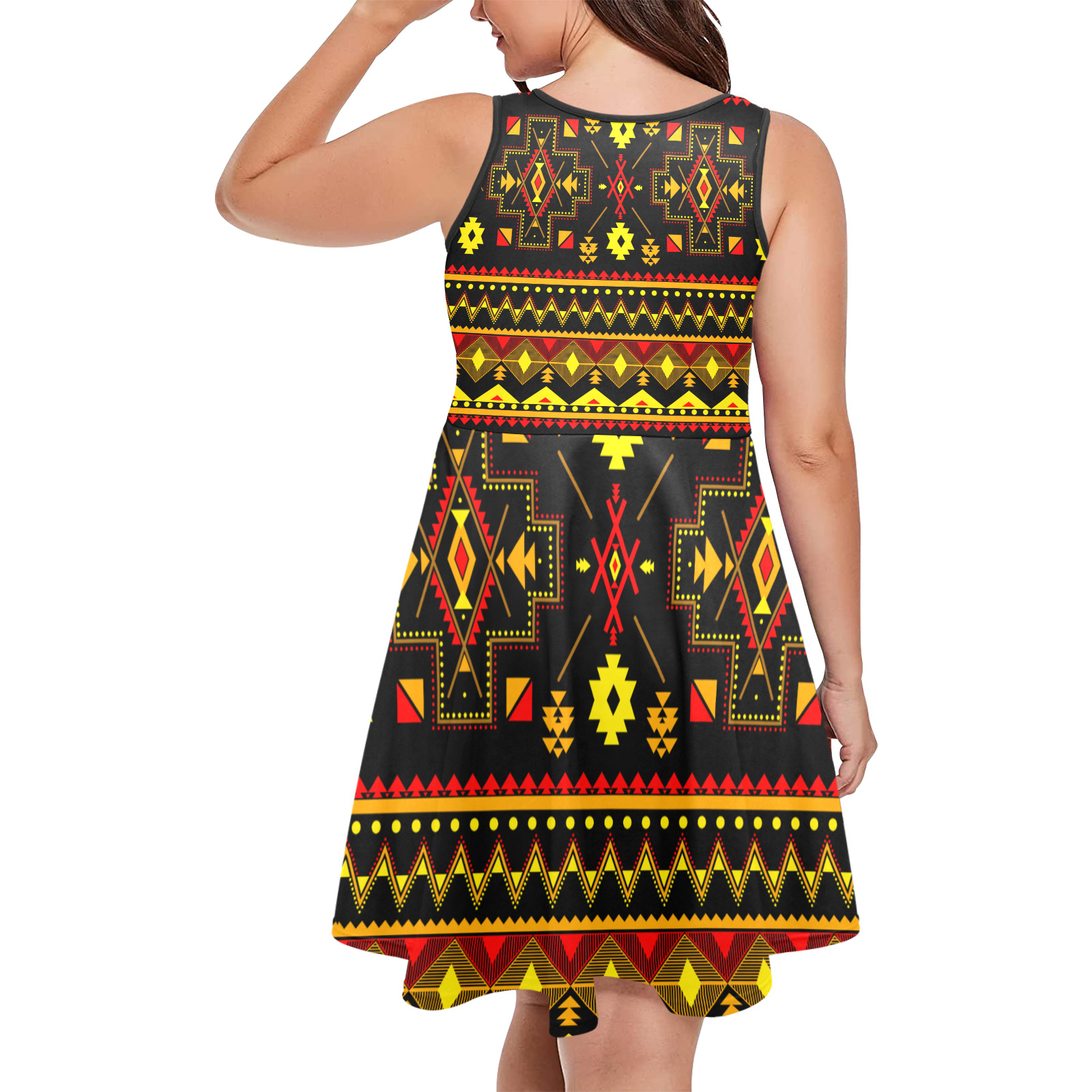 Aboriginal Ethnic Tribal Pattern Sleeveless Expansion Dress (Model D60)