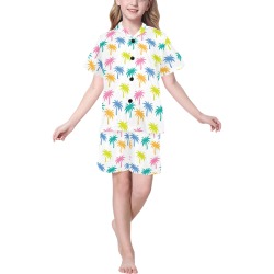 Little Palm Trees Big Girls' V-Neck Short Pajama Set