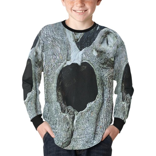 Hole in the end Kids' Rib Cuff Long Sleeve T-shirt (Model T64)