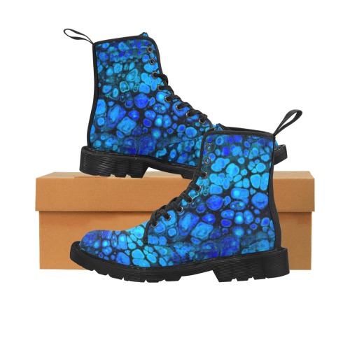 Blue Dragon Skin Martin Boots for Women (Black) (Model 1203H)
