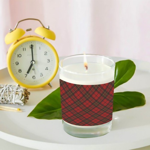 Red tartan plaid winter Christmas pattern holidays Transparent Candle Cup (Jasmine)