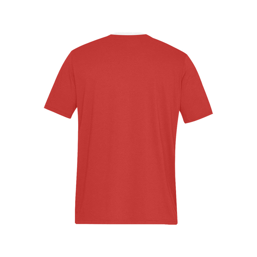 RED Men's All Over Print T-Shirt (Solid Color Neck) (Model T63)