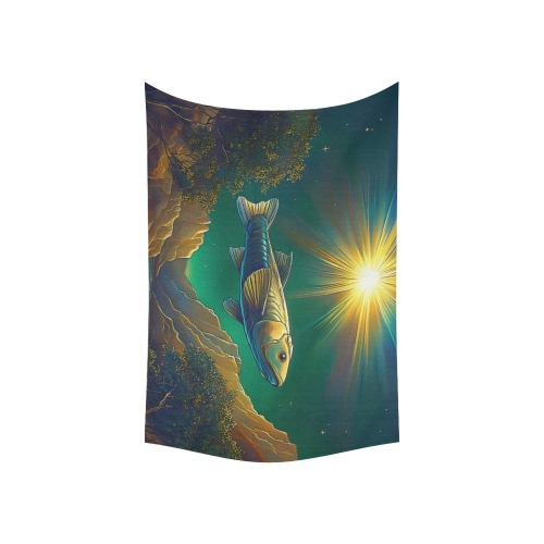 Celestial Swim Cotton Linen Wall Tapestry 60"x 40"