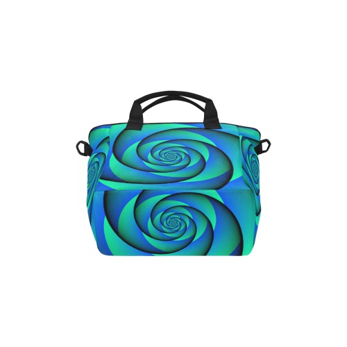 POWER SPIRAL - WAVES blue green Insulated Tote Bag with Shoulder Strap (Model 1724)