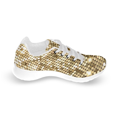 Golden Metallic Glitter Sparkles Sequins Men’s Running Shoes (Model 020)