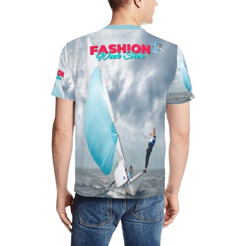 Fashion Week , Yacht Sailing Race Collectable Fly Men's All Over Print T-Shirt (Solid Color Neck) (Model T63)
