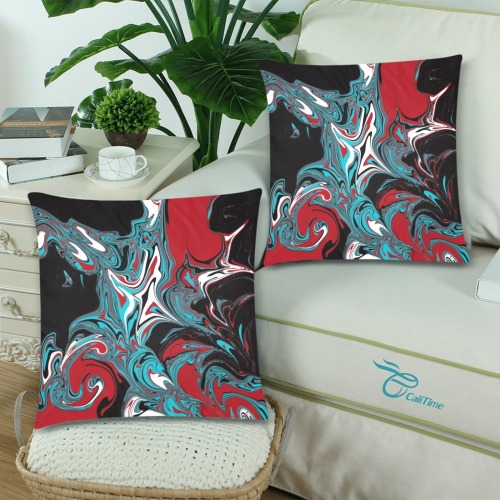 Dark Wave of Colors Custom Zippered Pillow Cases 18"x 18" (Twin Sides) (Set of 2)