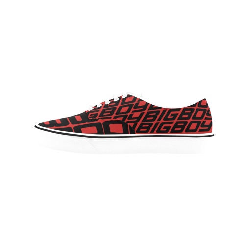 BXB RED LOWS WHITE Classic Men's Canvas Low Top Shoes (Model E001-4)