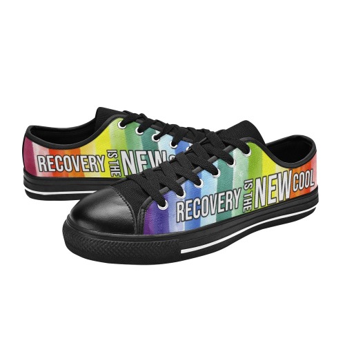 New Cool - Rainbow Black Women's Classic Canvas Shoes (Model 018)