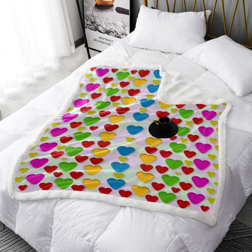 So sweet and hearty as love can be Double Layer Short Plush Blanket 50"x60"