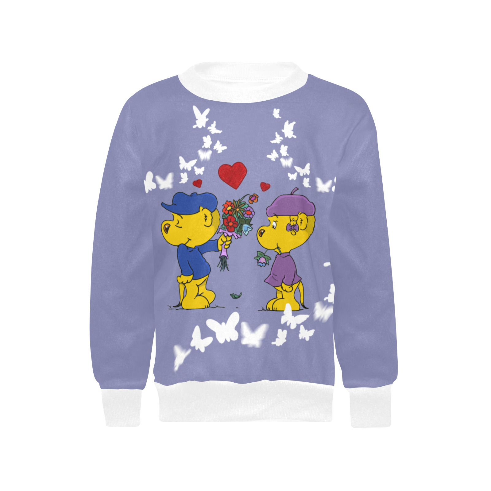 Ferald and Sahsha Ferret Girls' All Over Print Crew Neck Sweater (Model H49)