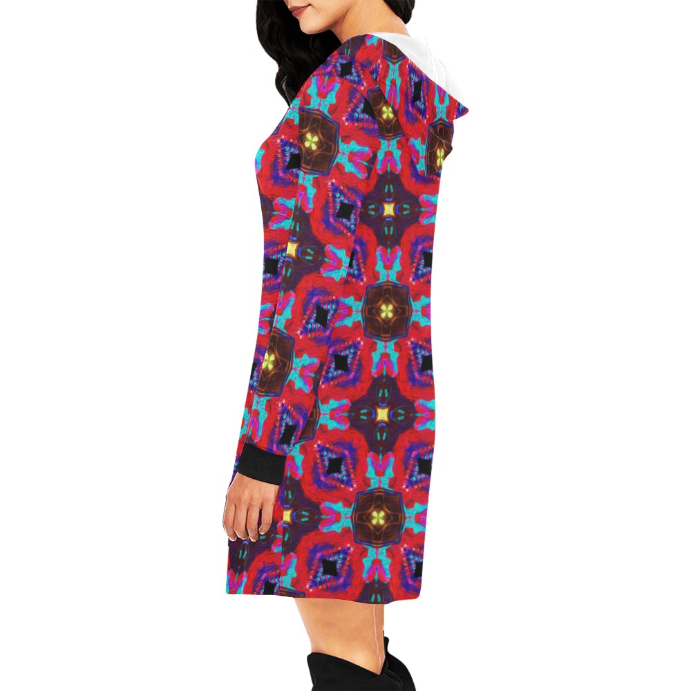 Red Colorstorm All Over Print Hoodie Mini Dress (Model H27)