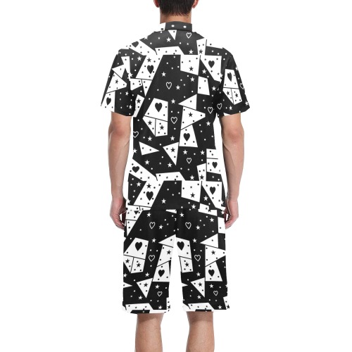 Black and White by Nico Bielow Men's V-Neck Short Pajama Set