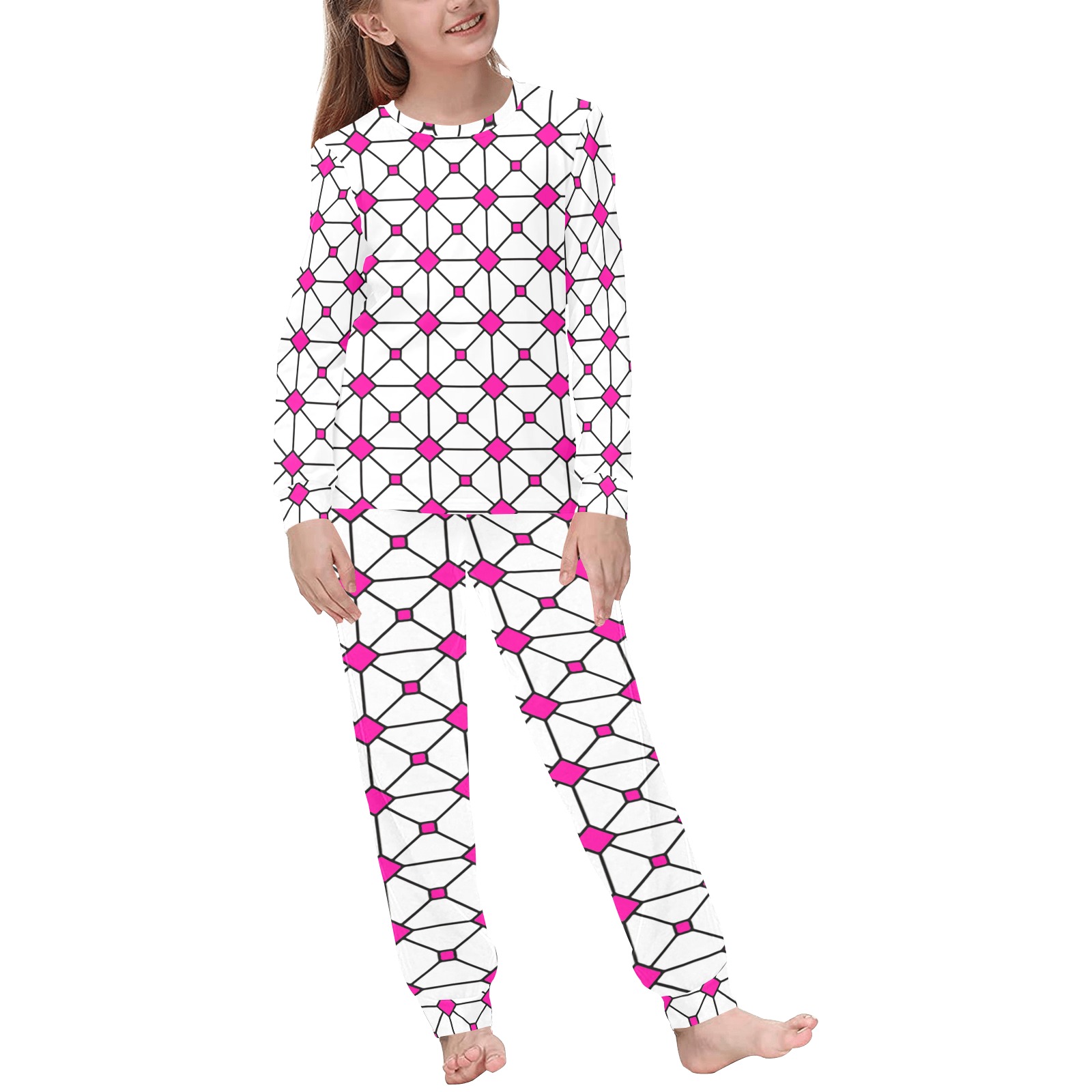 stain glass window shell pnk Kids' All Over Print Pajama Set