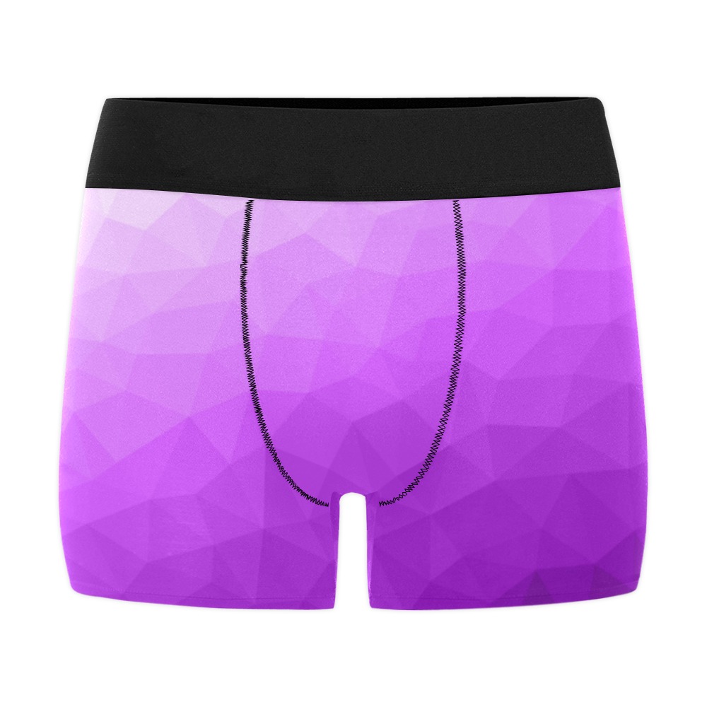 Purple gradient geometric mesh pattern Men's All Over Print Boxer Briefs (Model L10)