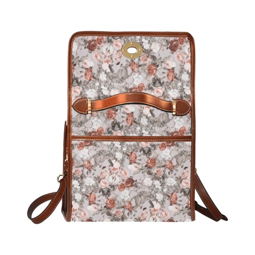 Blossom Waterproof Canvas Bag-Brown (All Over Print) (Model 1641)