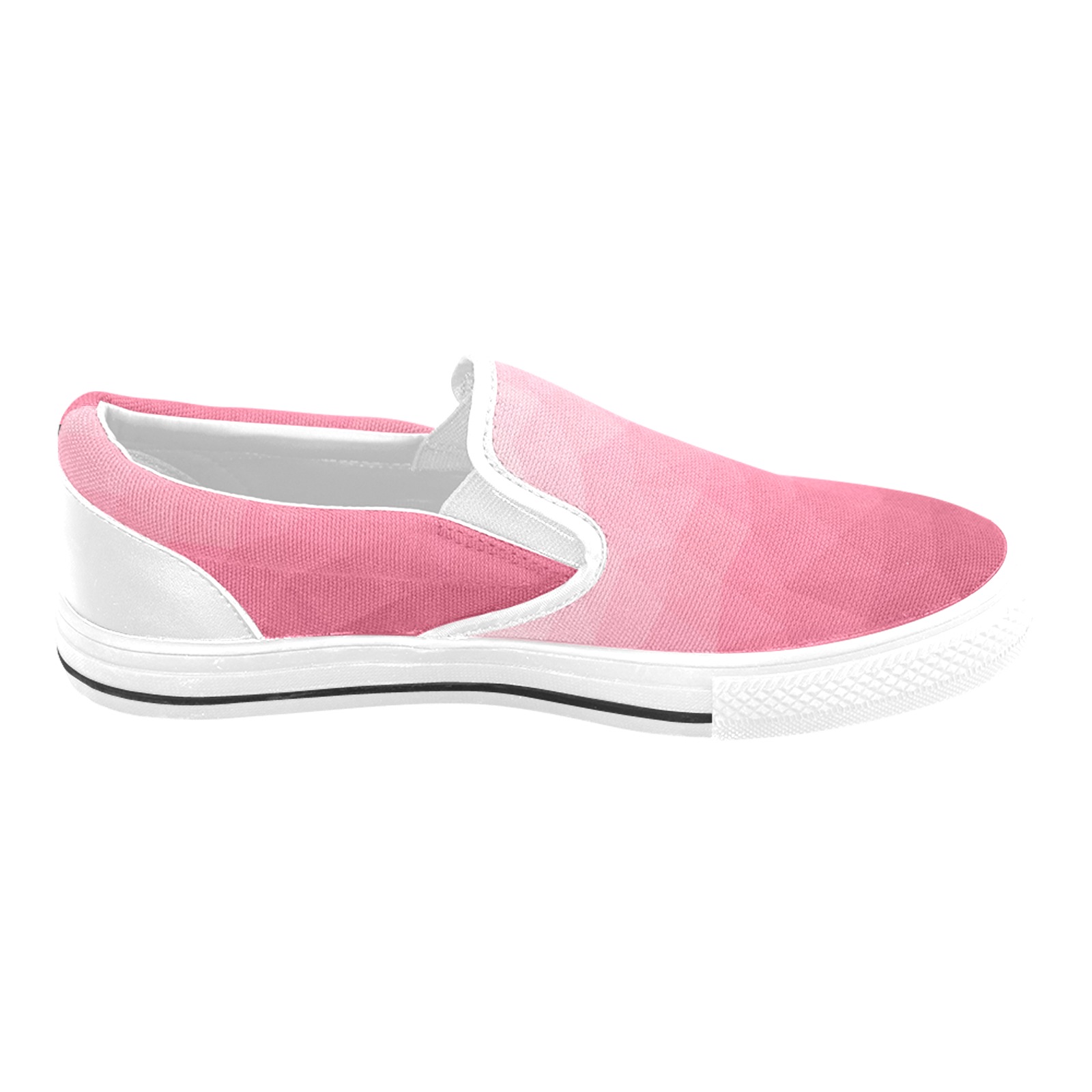 Magenta pink ombre gradient geometric mesh pattern Women's Unusual Slip-on Canvas Shoes (Model 019)