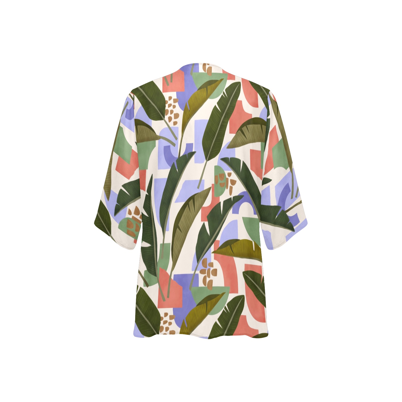 Tropical abstract shapes 935 Women's Kimono Chiffon Cover Ups (Model H51)
