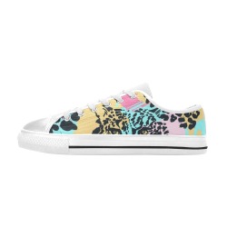 Vibrant Abstract Animal Print Canvas Sneakers – Stylish Low-Tops Low Top Canvas Shoes for Kid (Model 018)