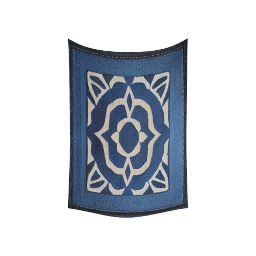 silver flower, damask style Cotton Linen Wall Tapestry 60"x 40"