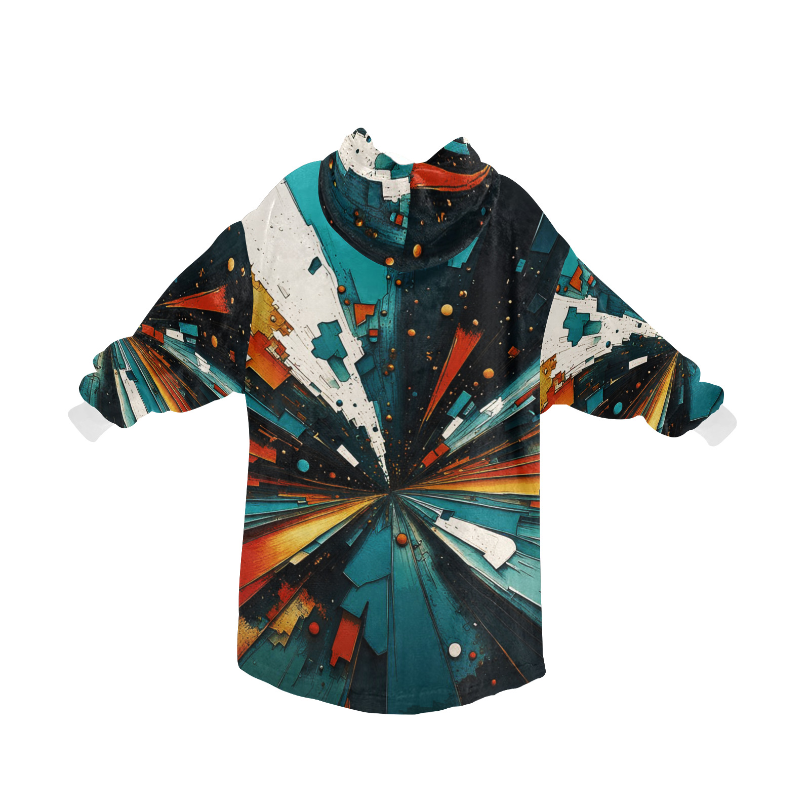 Abstract Blue And Orange 607 Blanket Hoodie for Men