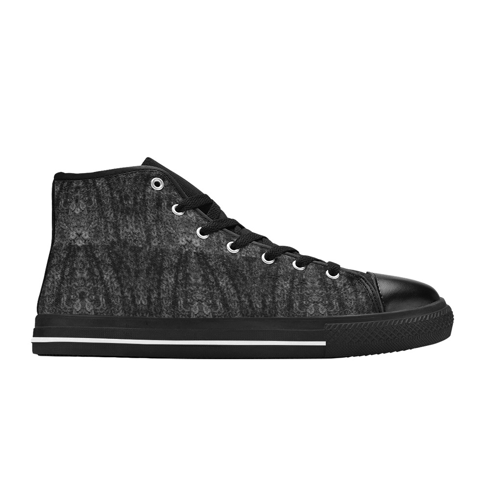 black roses Women's Classic High Top Canvas Shoes (Model 017)