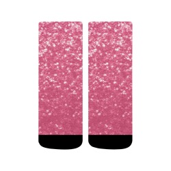 Magenta light pink red faux sparkles glitter Quarter Socks