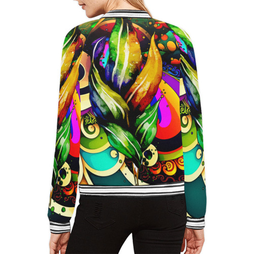 Mardi Gras Colorful New Orleans All Over Print Bomber Jacket for Women (Model H21)