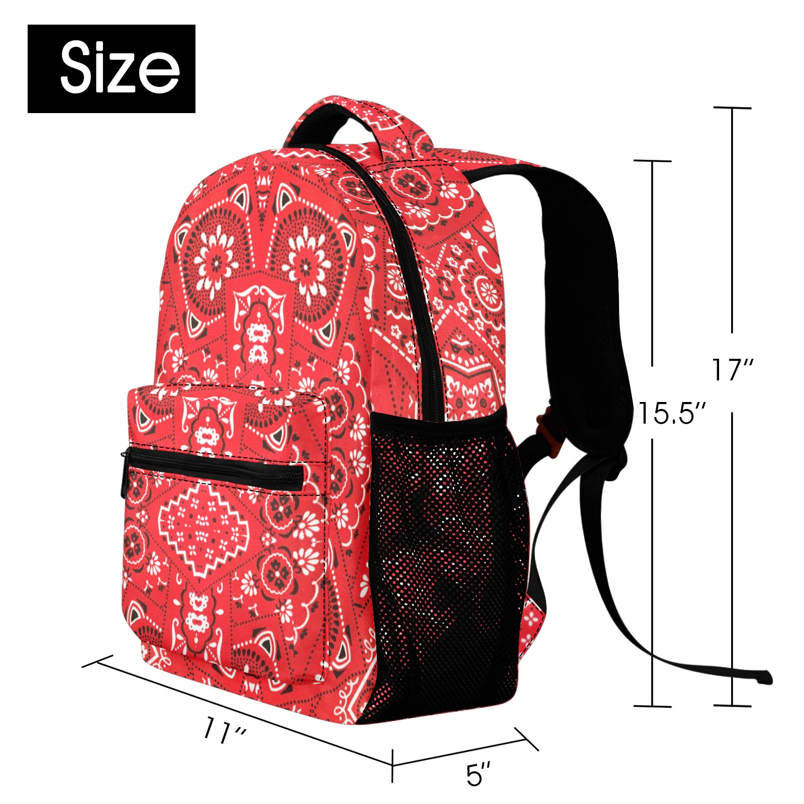 Bandana Squares Pattern 17-inch All Over Print Casual Backpack