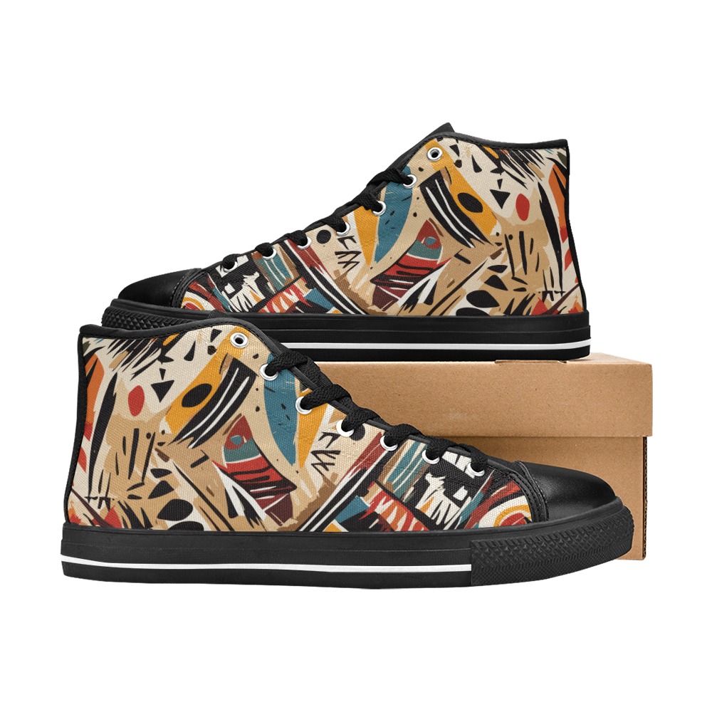 Charming tribal abstract art. Elegant pattern. Men’s Classic High Top Canvas Shoes (Model 017)
