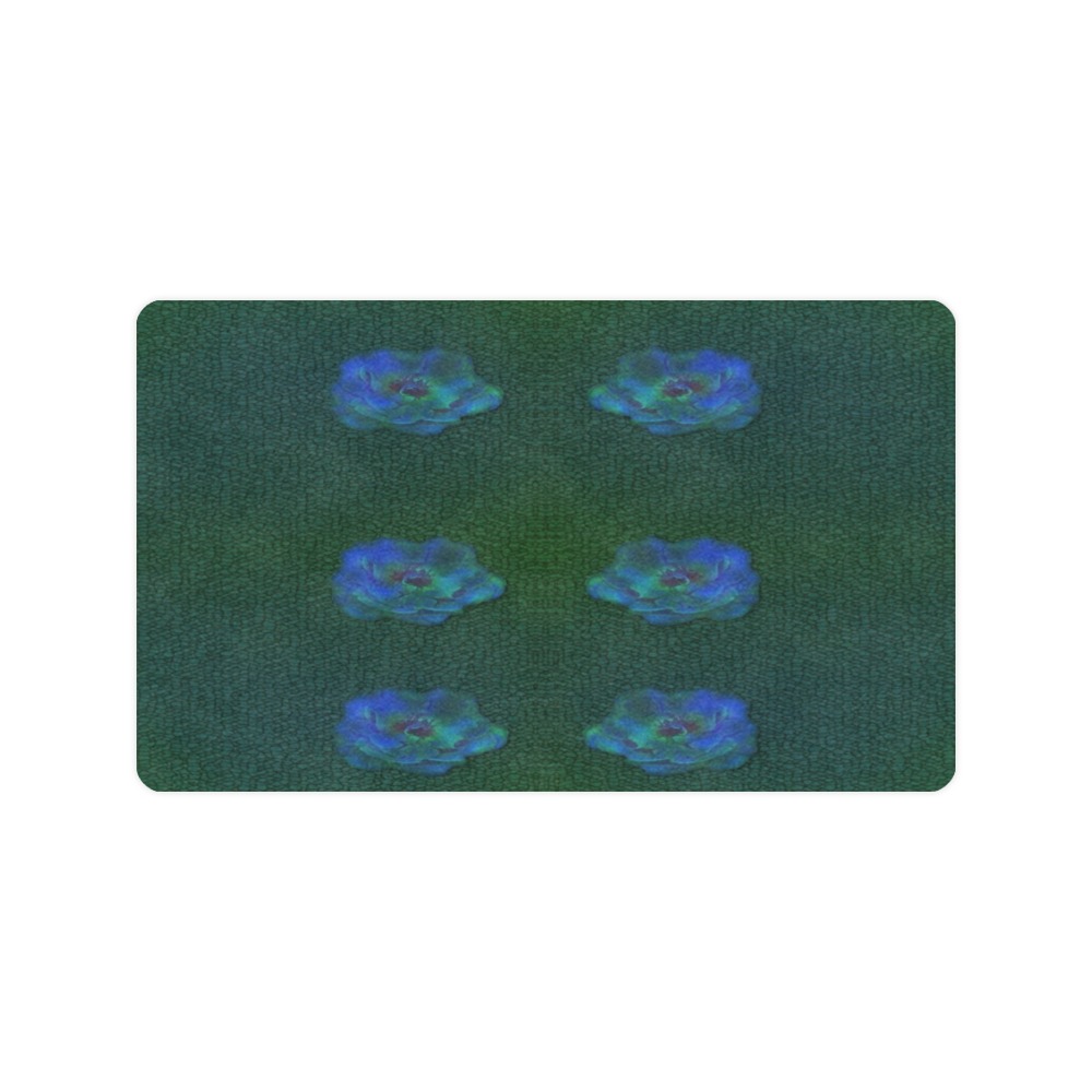 blue roses on mosaic Doormat 30"x18" (Black Base)