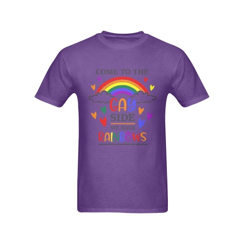 Come To The Gay Side We Have Rainbows (Purple) Men's T-Shirt in USA Size (Front Printing Only)
