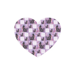 Purple Cosmic Cats Patchwork Pattern Heart-shaped Mousepad