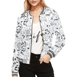 Positive pattern tattoos BW All Over Print Bomber Jacket for Women (Model H21)