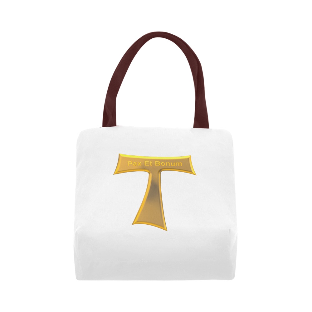 Franciscan Tau Cross Pax Et Bonum Gold  Metallic Canvas Tote Bag (Model 1657)