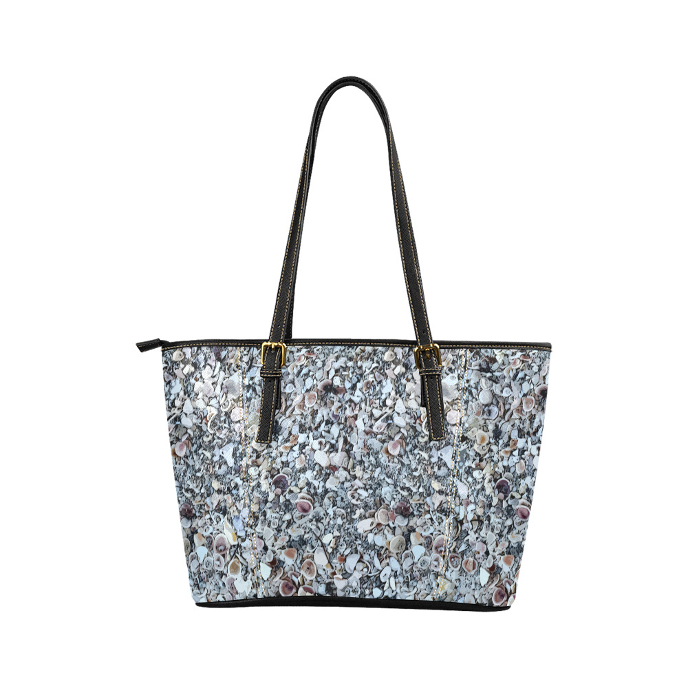 Shells On The Beach 7294 Leather Tote Bag/Small (Model 1640)